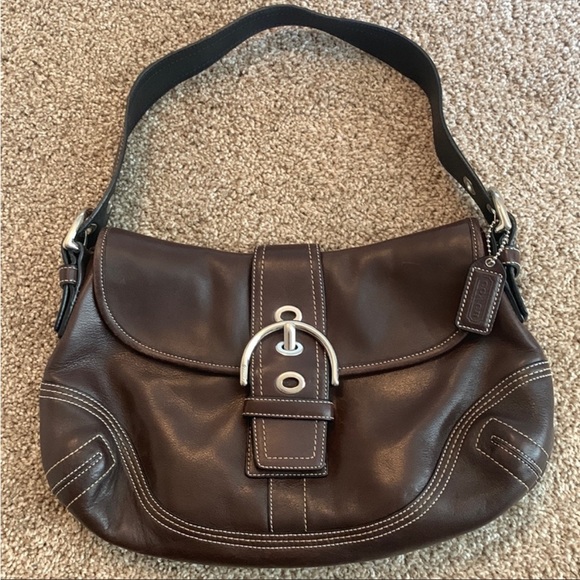 Coach Handbags - Like new, Coach Brown leather shoulder purse for sale